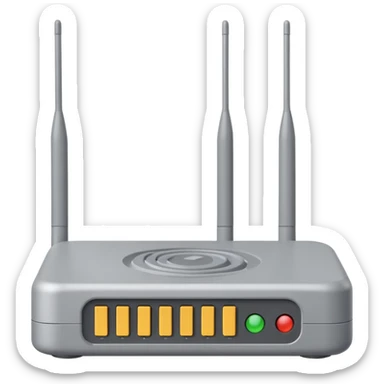 a real, highly realistic modem with antennas sticker