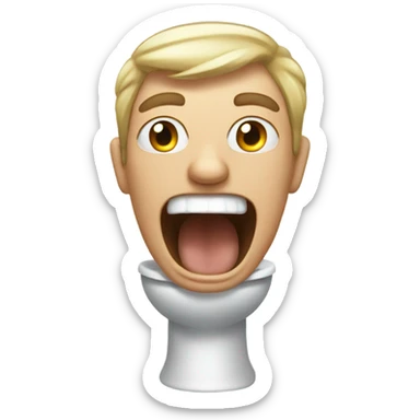 A man screaming into a toilet sticker