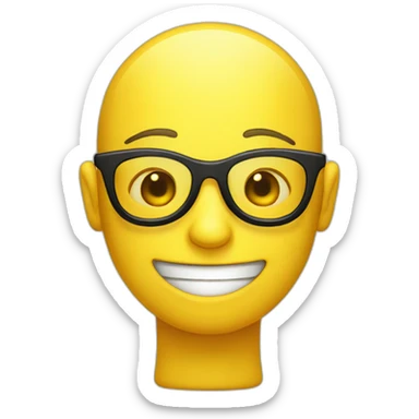 Yellow circle head With a cheerful expression with black eyes black glasses sticker