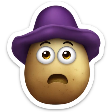 Potato wearing eggplant hat sticker
