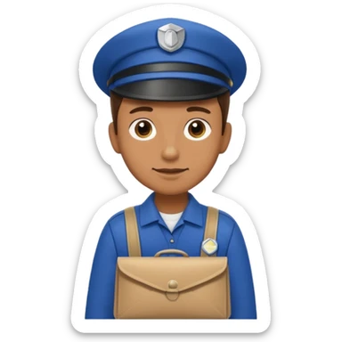 mail carrier with bag in postal crew sticker