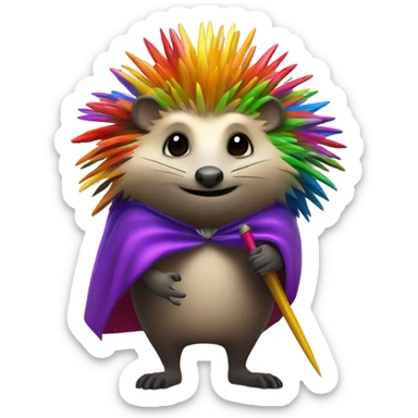 Rainbow hedgehog supervillain  sticker