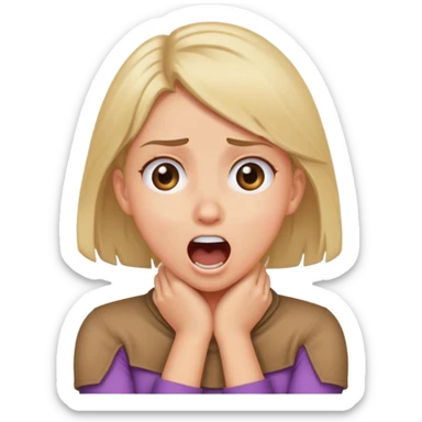 Girl crossing arms over neck screaming rolling eyes sticker