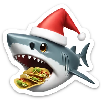Shark dressed like Santa eating tacos sticker