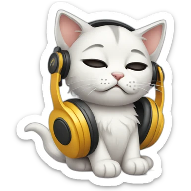 sad kitten listening to music with eyes closed sticker