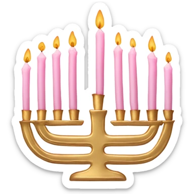 gold menorah with light pink candles  sticker