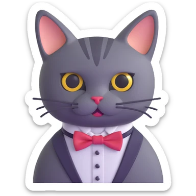 cat with bowtie sticker