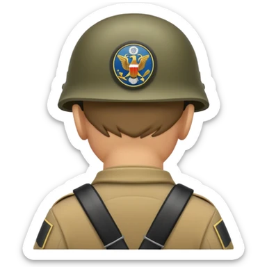 back view of soldier's head wearing military helmet sticker