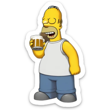 Homer simpson buvant une bière sticker