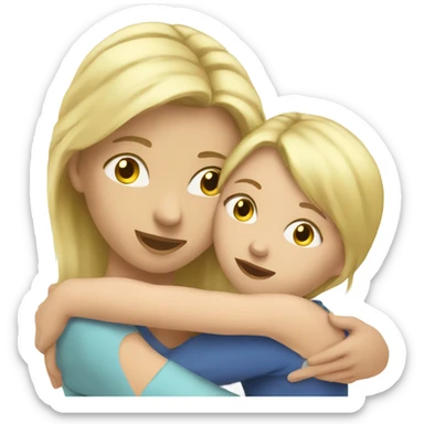 Blonde Mother huggings with a girl sticker