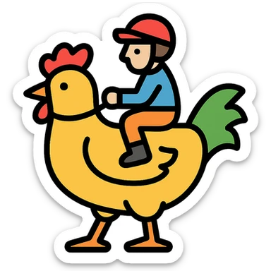 color outline icon of a chicken jockey sticker