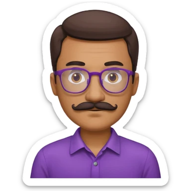 glasses purple man with mustache sticker