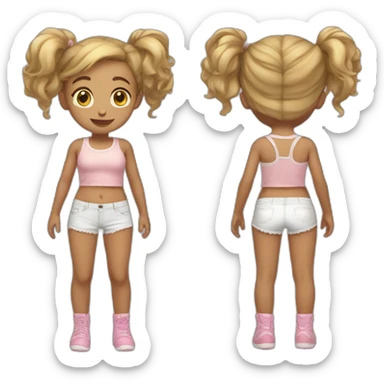 upperbody female young child girl light skin boyshorts cute adorable sweet sticker