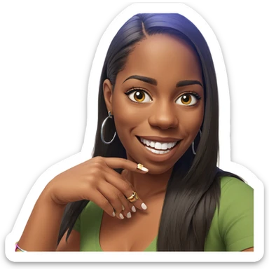 smiling girl with hoop earrings sticker