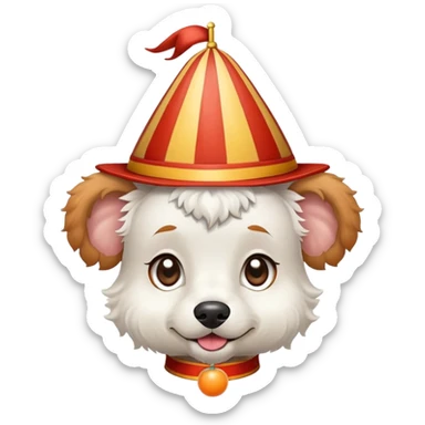 white jackapoo with apricot ears at circus sticker