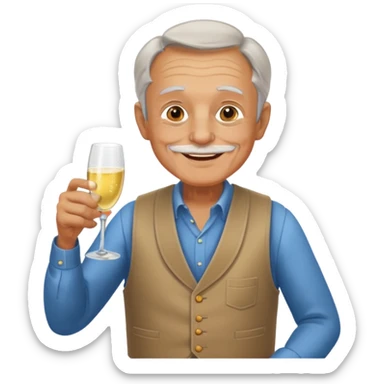 Old man in vest, drinking champagne sticker