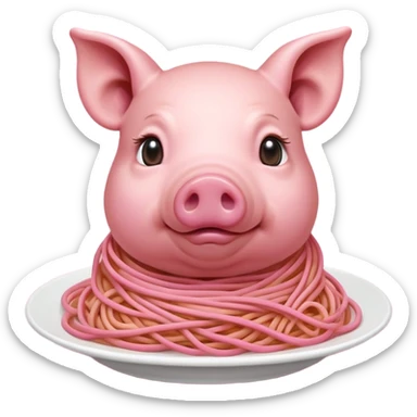   renaissance monalisa pig with pink spaghetti background  sticker