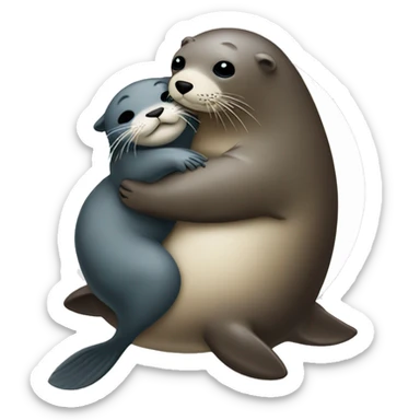 seal hugging otter  sticker