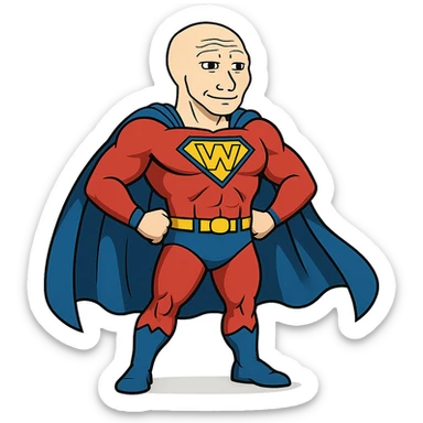 wojak as a superhero sticker