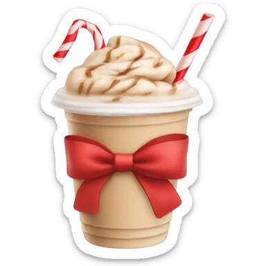 Iced Latte with a Red Bow on the Straw sticker