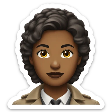 Detective Elena Hartfield, with her imposing 5'9" athletic build and striking hazel eyes that shift from green to brown, commands attention  sticker