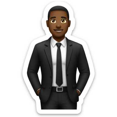 Male black security guard in dark suit at door  sticker