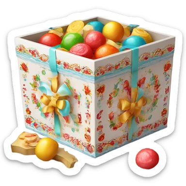 Traditional russian new year sweet gift box with handles with candies for kids sticker