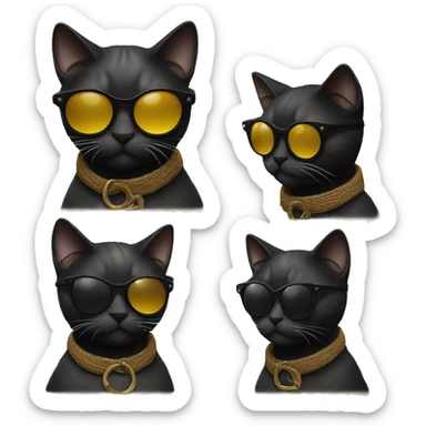 Cat with sunglasses very cool and his forger is up with just his head and his finger visible and the cat is black colored sticker
