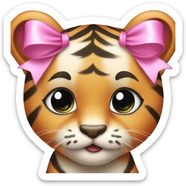 Baby tiger with pink bows  sticker