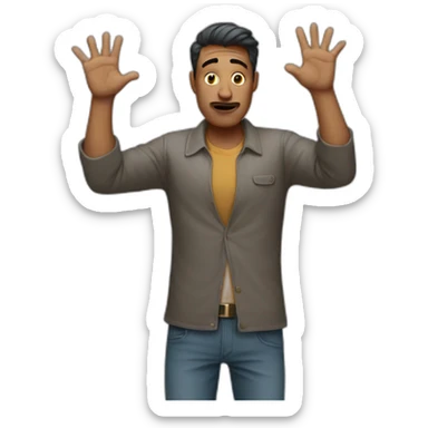 man gesturing no sticker