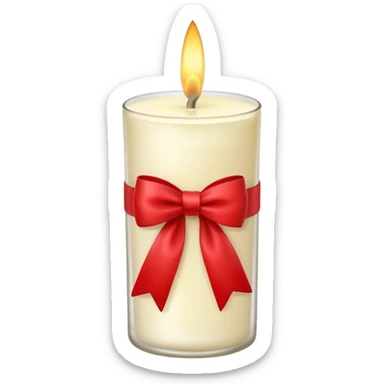 Soft vanilla long glass candle, with little red bow sticker
