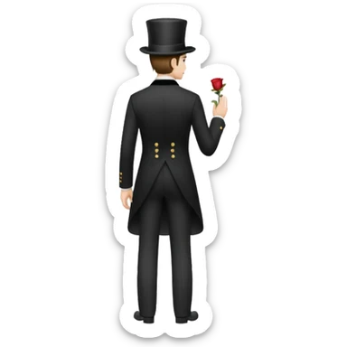 classic 19th century man in formal attire and top hat, full body, standing, back view sticker