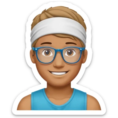 guy with headband and glassess athlete sticker