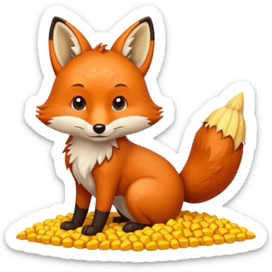fox pooping corn sticker