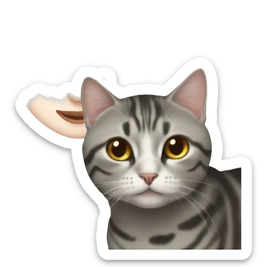 American shorthair cat with white hijabi girl sticker