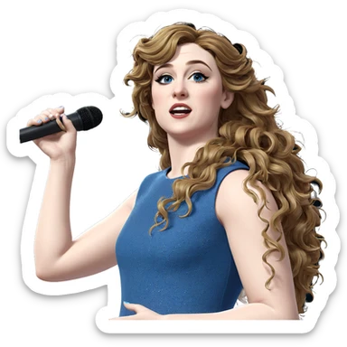 girl singing in blue dress sticker