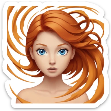 scream female ginger hair blue eyes middle of face turning in to a black swirling vortex sticker