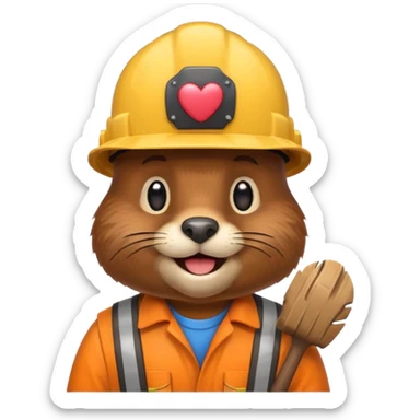beaver  wearing a hard hat emojis funny sticker