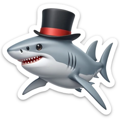 Shark with a top hat sticker