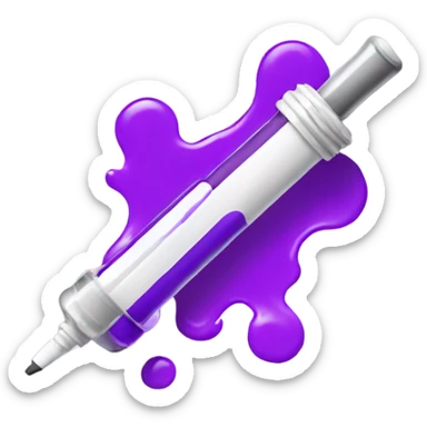 syringe with a violet paint sticker