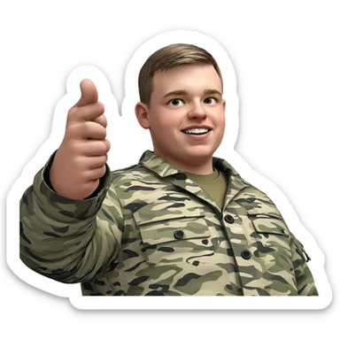 military boy in camouflage jacket sticker