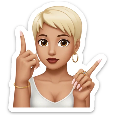 Un doigt qui pointe vers la droite mais avec des faux ongles et des bagues  sticker