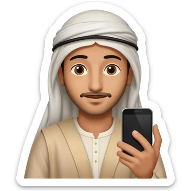 arab man with smartphone, half body sticker