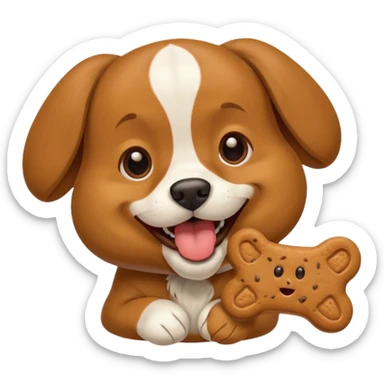 dog biting dog treat sticker