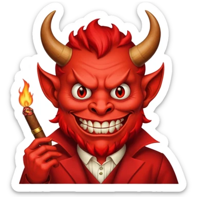 Diablito de cara roja con un cigarro sticker