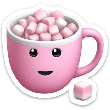 A pink mug and some marshmallows sticker