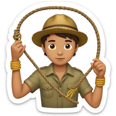 Boy + holding rope,Jungle Explorers. sticker