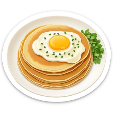 Beijing jianbing Chinese crepe with egg and sauce, simplified emoji style with bold outlines and bright colors, cartoon style folded breakfast pancake sticker
