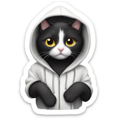 Tuxedo cat in hoodie sticker