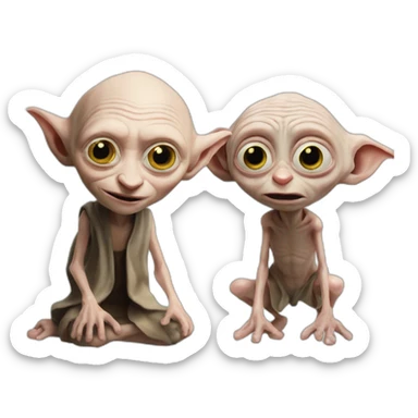 Dobby and gollum togethet sticker
